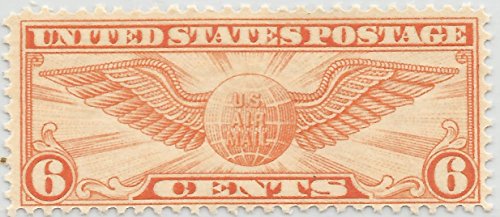 1934 Winged Globe Air Mail Single 6c Postage Stamp  - Scott c19 -  MNH,OG