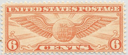 1934 Winged Globe Air Mail Single 6c Postage Stamp  - Sc# c19 -  MNH,OG