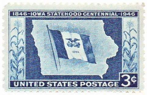 1946 Iowa Statehood  Single 3c Postage Stamp  - Scott 942 - MNH, OG