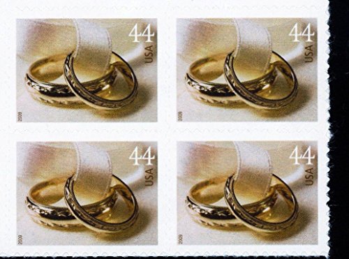 2009 Wedding Rings  - Plate Block of 4 44c Postage Stamps - Sc# 4397 -  MNH,OG