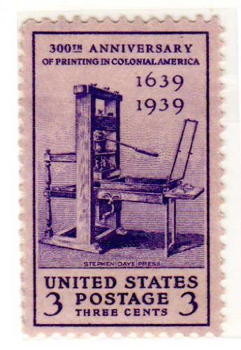 1939, Printing Tercentenary  Single 3c Postage Stamp  - Scott 857 - MNH,OG