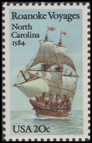1984 Roanoke Voyages Single 20c Postage Stamp - Scott 2093 - MNH, OG - CW34b