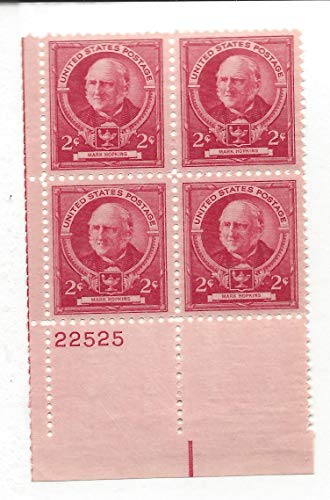 1940 Mark Hopkins American Educator Plate Block of 4 2c Postage Stamps - Scott 870 - MNH,OG