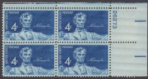 1959 Abraham Lincoln Plate Block Of 4 4c Postage Stamps - Sc 1116 - MNH, OG - CX871