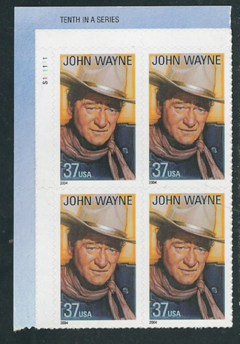 2004 John Wayne Plate Block Of 4 37c Postage Stamps - Sc# 3876 - MNH, OG - CX40