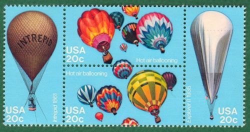 1983 Hot Air Balloons Block Of 4 20c Postage Stamps Scott 2032-2035 - CW209