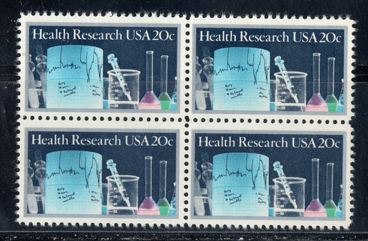 1984 Health Research Block Of 4 20c Postage Stamps - Scott 2087 - MNH, OG -CW33b