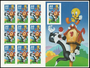 1998 Tweety & Sylvester Looney Tunes Sheet Of 10 32c Postage Stamps - Sc # 3204 - MNH - (CW59)