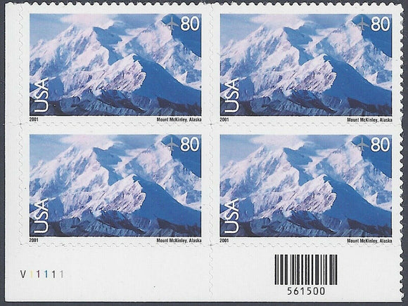 2001 Mount McKinley Airmail Plate Block Of 4 80c Postage Stamps - MNH - Sc# C137 - CW83