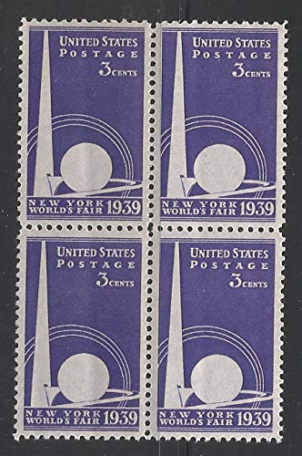 1939 New York World Fair Block of 4 3c Postage Stamps - Scott 853 - MNH, OG
