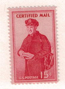 1955 Letter Carrier- Certified Mail -  Single 15c Postage Stamp  - Sc# FA1 ) MNH,OG