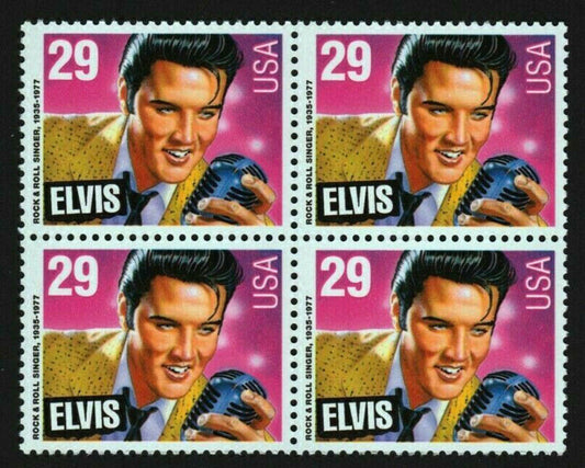 1993 Elvis Presley Block Of 4 29c Postage Stamps Scott 2721 - CW375