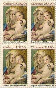 1982 Christmas Madonna & Child Tiepolo Painting Block Of 4 - Sc 2026 - MNH - CW411