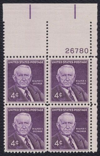 1960 Walter F. George Plate Block of 4 4c Postage Stamps - MNH, OG - Scott 1170