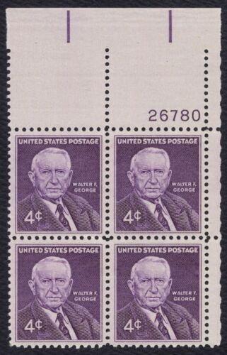 1960 Walter F. George Plate Block of 4 4c Postage Stamps - MNH, OG - Sc# 1170
