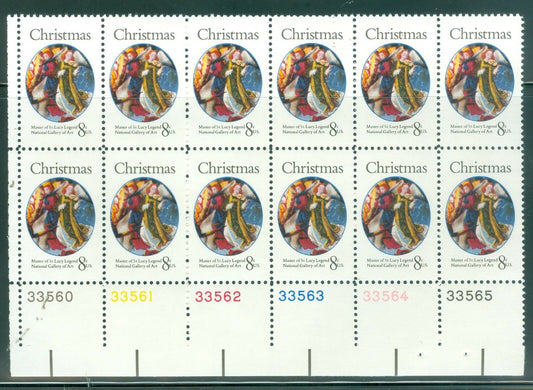 1972 Christmas Angels Plate Block Of 12 8c Postage Stamps Scott 1471 - MNH - CW429a