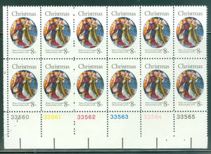 1972 Christmas Angels Plate Block Of 12 8c Postage Stamps - Sc 1471 - MNH - CW429a