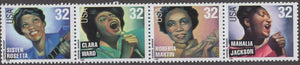 1998 Gospel Singers Strip of 4 32c Postage Stamps - Sc# 3216-3219 - MNH, OG - CW352b