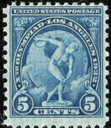 1932 Myron's Discobolus-  Summer Olympics -Single 5c Postage Stamp Sc#719 MNH,OG