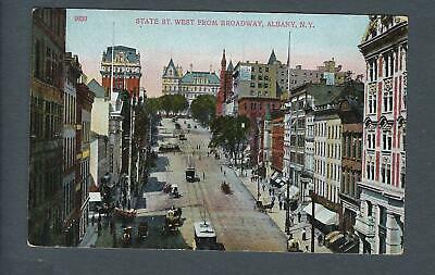 VEGAS - Early 1900s Postcard Albany, NY - State Street West From Broadway -FD356