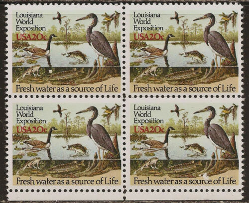 1984 Louisiana Expo Fresh Water Plate Block Of 4 20c Postage Stamps - Sc# 2086 - MNH, OG - CV138b