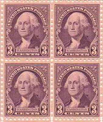 1932 George Washington Plate Block of  4 3c Postage Stamps - Scott720 - MNH,OG