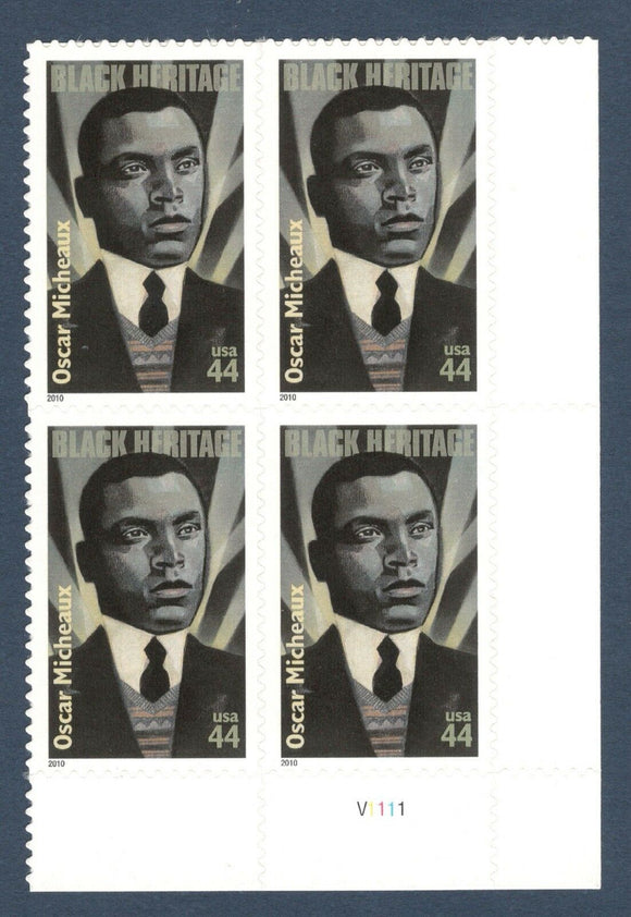 2010 Oscar Micheaux Plate Bock Of 4 44c Postage Stamps - Sc# 4464 - DR157a