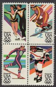 1984 USA Olympics Block Of 4 20c Postage Stamps Sc 2067-2070 - CW213