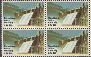 1983 Tennessee Valley Authority Block of 4 20c Postage Stamps - MNH, OG - Sc# 2042