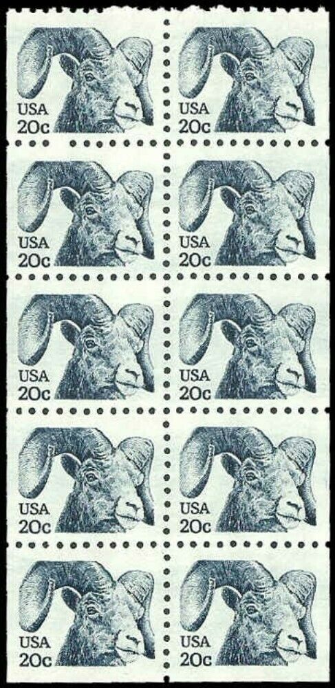 1982 Bighorn Sheep Booklet Pane Of 10 20c Postage Stamps - Sc# 1949 - MNH, OG - CX658