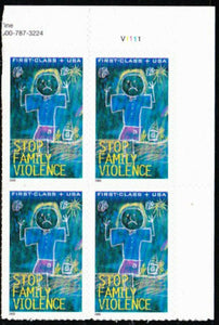 2003 Stop Family Violence Plate Block Of 4 37c Postage Stamps - Sc# B3 - MNH, OG - CX5