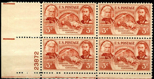 1948 Oregon Territory Plate Block of 4 Postage Stamps - MNH, OG - Scott 964 - CX926