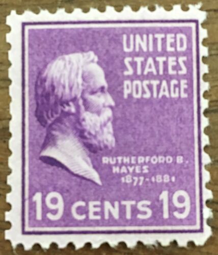 1938 President Rutherford B. Hayes Single 19c Postage Stamp -  Scott 824 -  MNH,OG