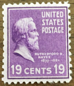 1938 President Rutherford B. Hayes Single 19c Postage Stamp -  Sc# 824 -  MNH,OG