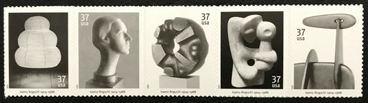 2004 Isamu Noguchi-Sculptor Strip of 5 37c Postage Stamps - MNH, OG - Scott 3857- 3861