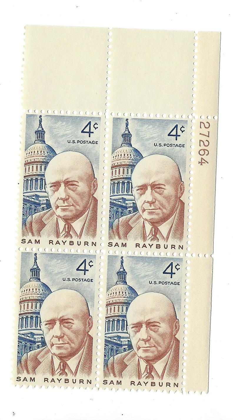 1962 Sam Rayburn Plate Block Of 4 4c Postage Stamps - MNH, OG - Scott 1202 - CX202