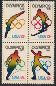 1976 Olympics Block Of 4 13c Postage Stamps - MNH, OG - Sc# 1695-1698 - CW215