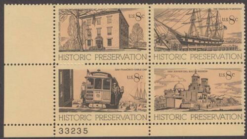 1971 Historic Preservation Plate Block Of 4 8c Postage Stamps - MNH, OG - Sc# 1440-1443 - CX313