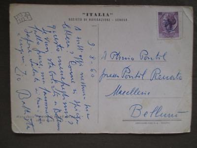 1960 Italy Photo Postcard - Ship "Italia" From Navigation Society (UU38)