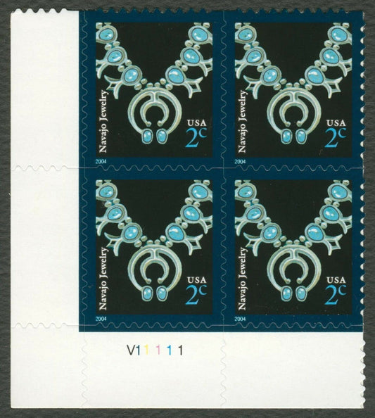 2004 Navajo Jewelry Plate Block Of 4 2c Postage Stamps - Scott 3750 - MNH, OG - CX27a