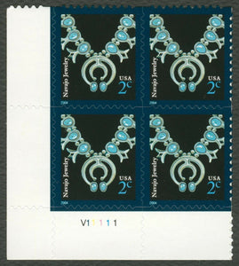 2004 Navajo Jewelry Plate Block Of 4 2c Postage Stamps - Sc# 3750 - MNH, OG - CX27a