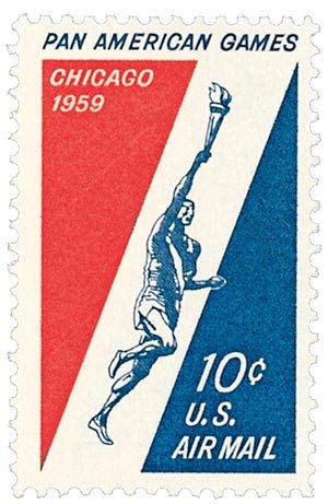 USA 1959 Pan-American Games Single 10c Air Mail Postage Stamp - Sc# C56 -  MNH,OG