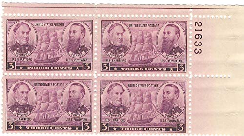 1937 David Farragut and David Porter Plate Block 0f 4 3c Postage Stamps - Sc#792 - MNH,OG