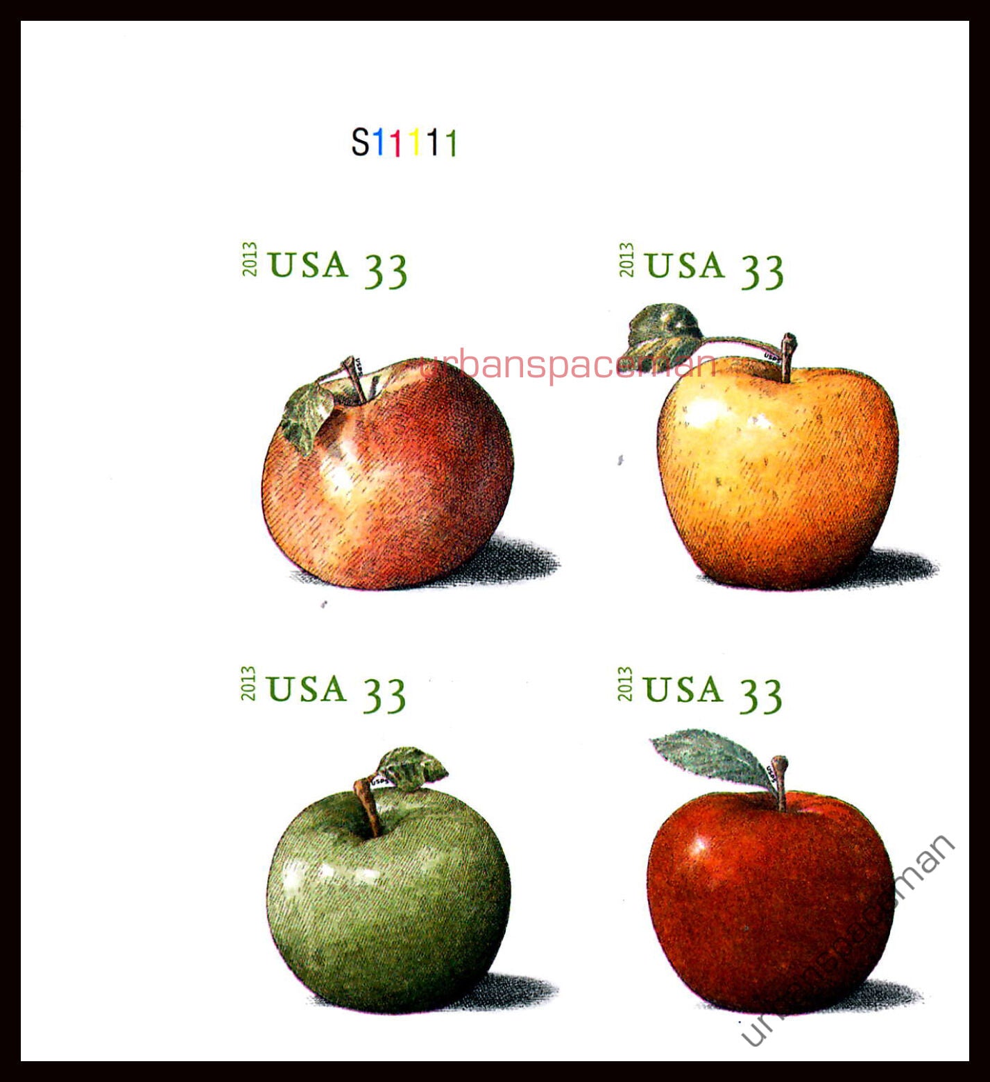 2013 Apples Plate Block of 4 33c Postage Stamps - MNH, OG - Scott4727- 4730