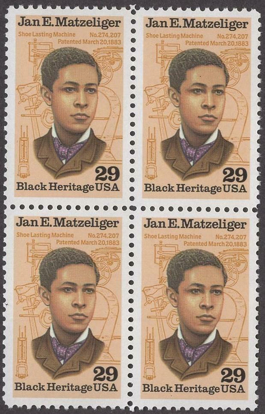 1991 - Jan E. Matzeliger Block Of 4 29c Postage Stamps - MNH - Scott 2567 - CW393a