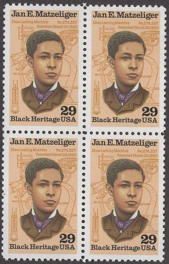 1991 - Jan E. Matzeliger Block Of 4 29c Postage Stamps - MNH - Sc# 2567 - CW393a