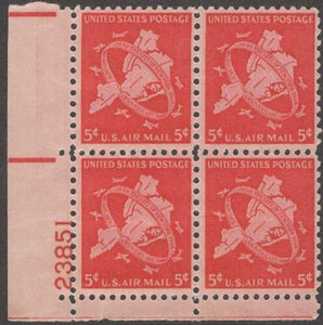 1948 New York Five Boroughs Airmail Plate Block Of 4 5c Postage Stamps - Sc# C38 - MNH - CW408a