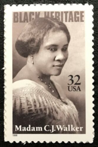 1998 Madam C.J. Walker Black Heritage Single 32c Postage Stamp - Scott - 3181 - MNH, OG - CX848