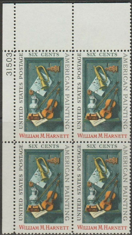 1969 William Harnett Artist Plate Block Of 4 6c Postage Stamps - MNH, OG - Scott 1386 - CX365