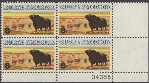 1973 Rural American - Cattle Plate Block Of 4 8c Postage Stamps - Scott 1504 - MNH, OG - CX562